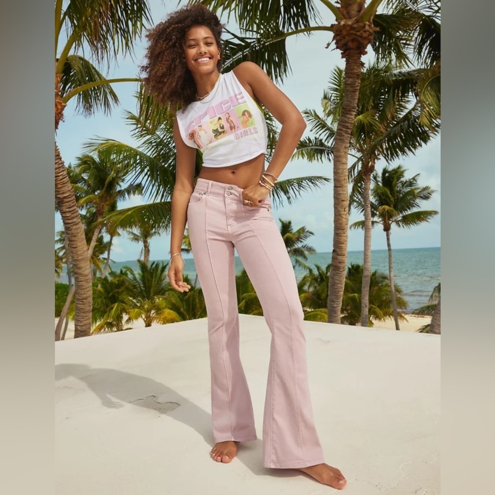 High-Rise Pink Flare Jeans - Women
